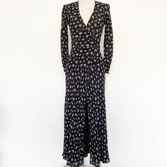 Rare REFORMATION Jaz Wrap Dress Black Size XS - Picture 5 of 13